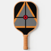 Geometrische driehoekslijnen vormen zwart goud zil pickleball paddle (Voorkant)