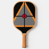 Geometrische driehoekslijnen vormen zwart goud zil pickleball paddle (Achterkant)