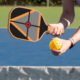 Geometrische driehoekslijnen vormen zwart goud zil pickleball paddle