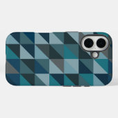 Geometrische driehoekspatroon in blauw en grijs Case-Mate iPhone case (Achterkant (horizontaal))