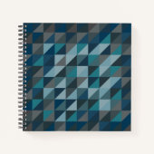 Geometrische driehoekspatroon in blauw en grijs notitieboek (Voorkant)