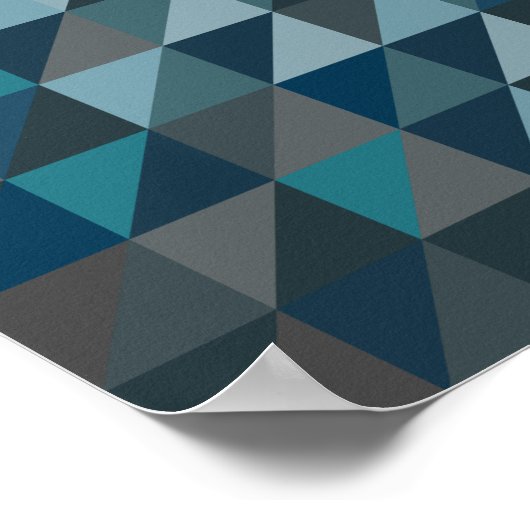 Geometrische driehoekspatroon in blauw en grijs poster (Hoek)