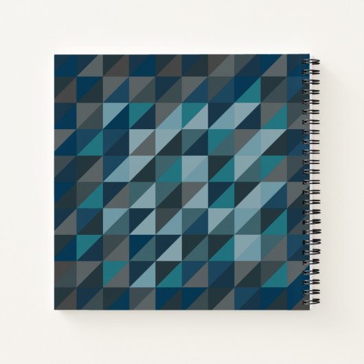 Geometrische driehoekspatroon in blauw en grijze n notitieboek (Achterkant)