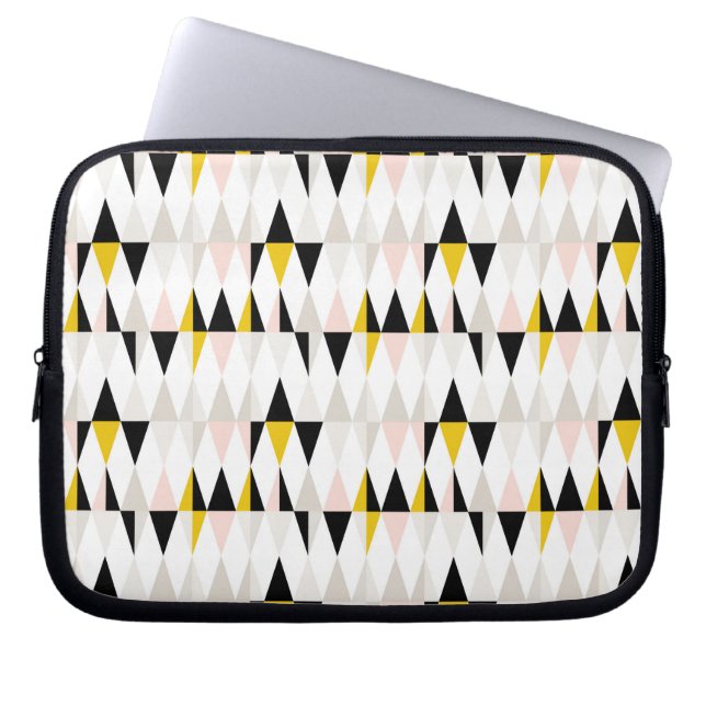 Geometrische driehoekspatroon splitsen laptop sleeve (Voorkant)