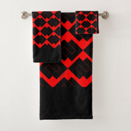 Geometrische driepunts rode zwarte blokkering bad handdoek