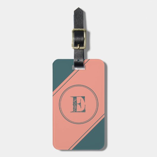 Geometrische dubbelcirkelbalk voor initiaal monogr bagagelabel (Voorkant verticaal)