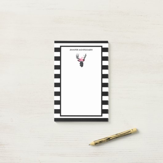 Geometrische duiker met Floral Crown Post-it® Notes (Op bureau)