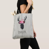 Geometrische duiker met Floral Crown Tote Bag (Dichtbij)