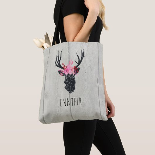 Geometrische duiker met Floral Crown Tote Bag (Dichtbij)