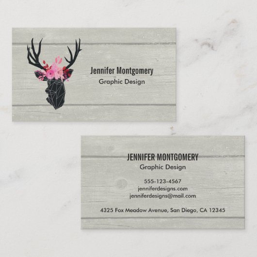 Geometrische duiker met Floral Crown Visitekaartje (Voorkant / Achterkant)