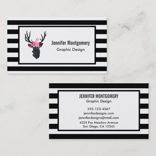 Geometrische duiker met Floral Crown Visitekaartje (Voorkant / Achterkant)