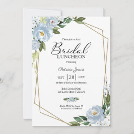 Geometrische Dusty Blue Floral Bridal Luncheon Kaart