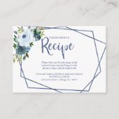Geometrische Dusty Blue Floral Recept Aanvraag Informatiekaartje (Voorkant)