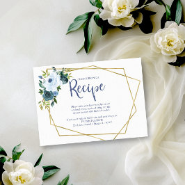 Geometrische Dusty Blue Floral Recept Aanvraag Informatiekaartje