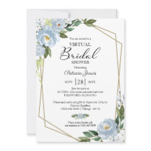 Geometrische Dusty Blue Floral Virtual Vrijgezelle