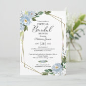 Geometrische Dusty Blue Floral Virtual Vrijgezelle Kaart (Staand voorkant)