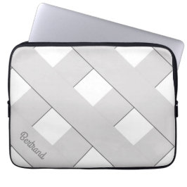 Geometrische dwarsliggers met naam laptop sleeve