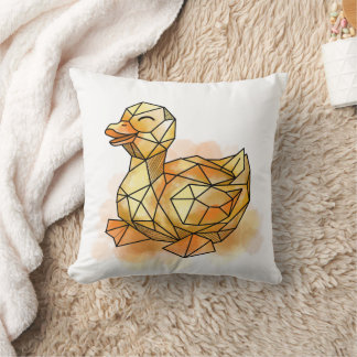 Geometrische Eend Cute Veelhoekige Watervogels Kun Kussen
