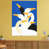 Geometrische Eend Kudde Kunstprint Krachtig Blauw  Canvas Afdruk (Insitu (Woonkamer))