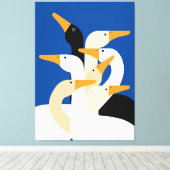 Geometrische Eend Kudde Kunstprint Krachtig Blauw  Canvas Afdruk (Insitu (Houten vloer))