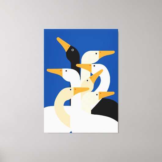 Geometrische Eend Kudde Kunstprint Krachtig Blauw  Canvas Afdruk (Voorkant)