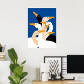 Geometrische Eend Kudde Kunstprint Krachtig Blauw  Poster (Thuiskantoor)