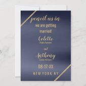 Geometrische eenvoudige marineblauw goud bespaart save the date (Voorkant)