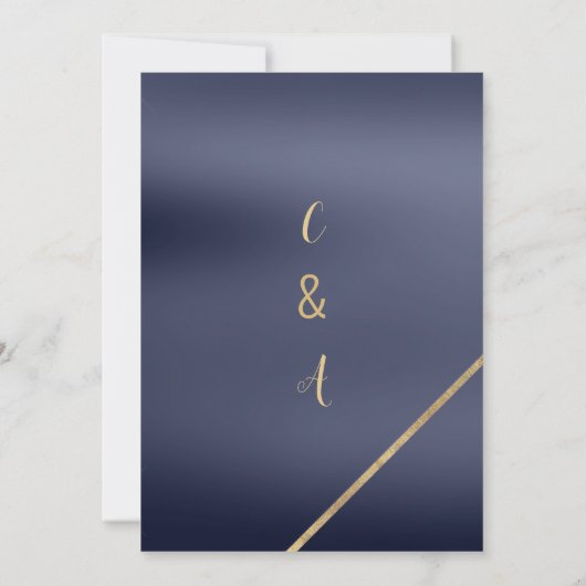 Geometrische eenvoudige marineblauw goud bespaart save the date (Achterkant)