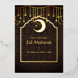 Geometrische Eid Mubarak Folie Holiday Kaart