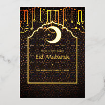 Geometrische Eid Mubarak Folie Vakantiekaart