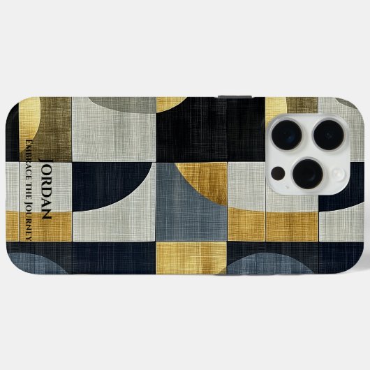 Geometrische Elegance Telefoonhoes – Navy en Goud Case-Mate iPhone Case (Achterkant (horizontaal))