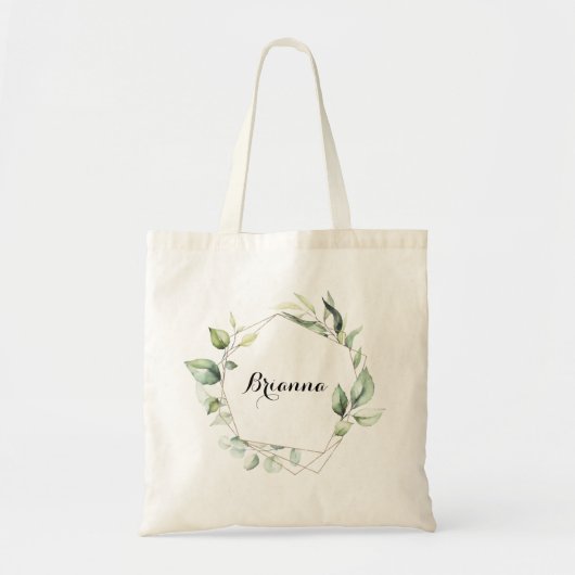 Geometrische Elegant Gold Greenery Bridesmaid Tote Bag (Voorkant)