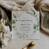 Geometrische Elegant Gold Greenery Couples Shower Kaart