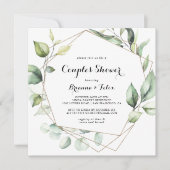 Geometrische Elegant Gold Greenery Couples Shower Kaart (Voorkant)