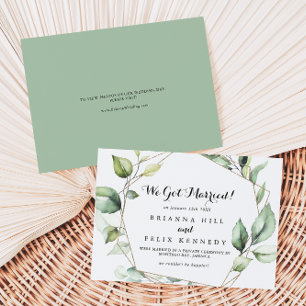 Geometrische Elegant Gold Greenery Elopement Aankondiging