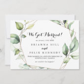 Geometrische Elegant Gold Greenery Elopement Aankondiging (Voorkant)