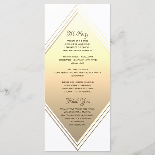 Geometrische elegante bruiloft programmakaart (Achterkant)