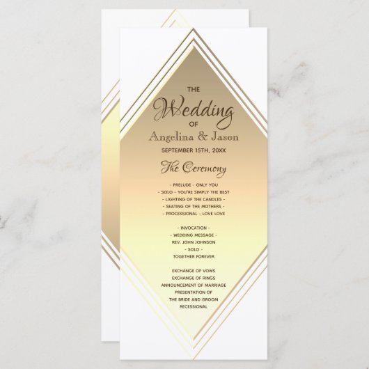 Geometrische elegante bruiloft programmakaart (Voorkant / Achterkant)