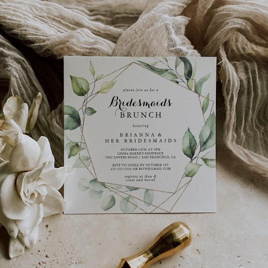 Geometrische Elegante Gouden Bruidsmeisjes Brunch  Kaart