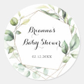 Geometrische Elegante Gouden Groene Baby Shower Fa Ronde Sticker (Voorkant)