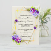 Geometrische Elegante Viooltjes Trouw Uitnodiging (Staand voorkant)