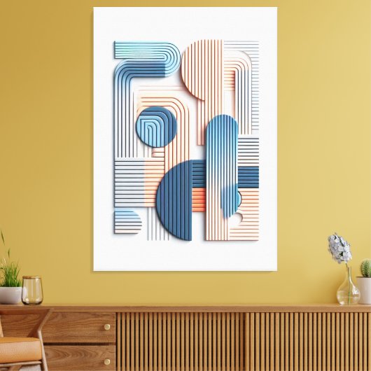 Geometrische elegantie: Abstracte gelaagde papiere Canvas Afdruk (Insitu (Woonkamer))