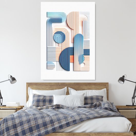 Geometrische elegantie: Abstracte gelaagde papiere Canvas Afdruk (Insitu (Slaapkamer))