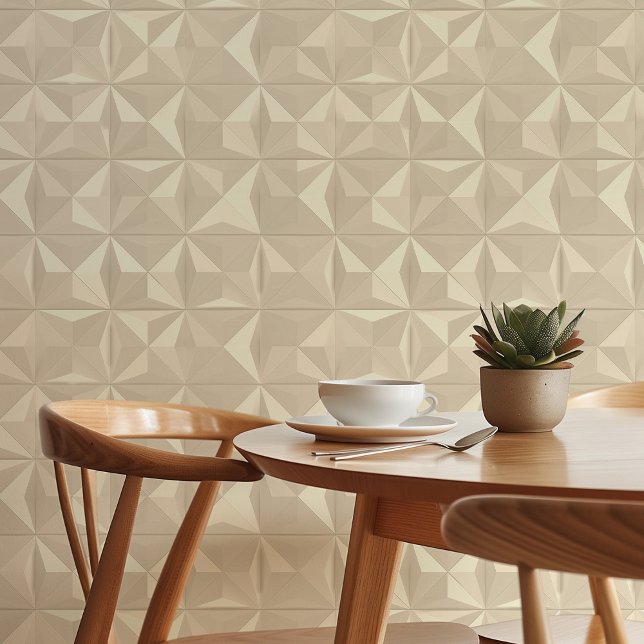 Geometrische elegantie: Beige Abstract 3D Behang (Creator heeft geüpload)