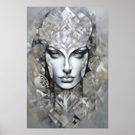 Geometrische elegantie: een moderne vrouw Abstract Poster