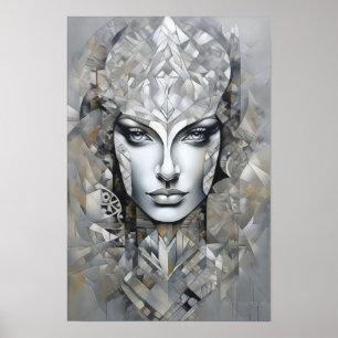 Geometrische elegantie: een moderne vrouw Abstract Poster