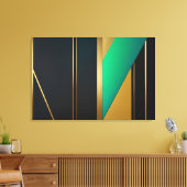Geometrische elegantie goud en smaragd canvas afdruk (Insitu (Woonkamer))