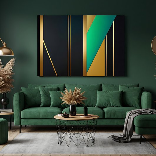 Geometrische elegantie goud en smaragd canvas afdruk