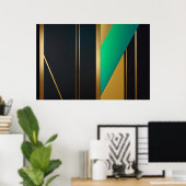 Geometrische elegantie goud en smaragd poster (Thuiskantoor)