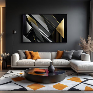 Geometrische elegantie goud en zwart canvas afdruk